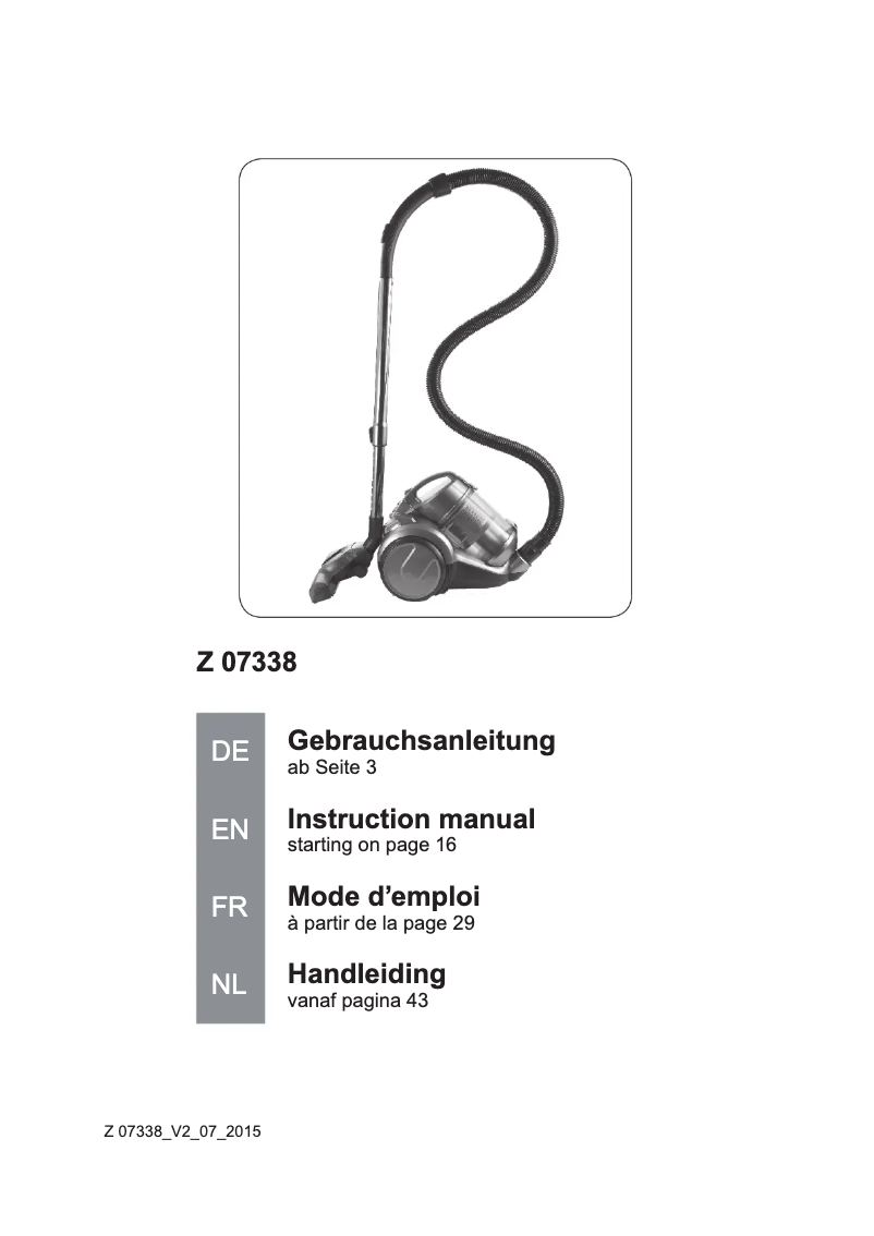 Page 1 de la notice Manuel utilisateur Cleanmaxx 07023
