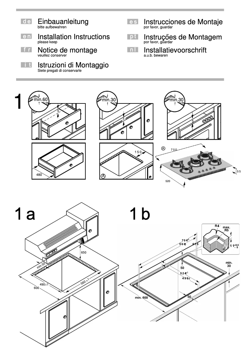 Page 1 of the manual Installation Guide Bosch PCP795HEU