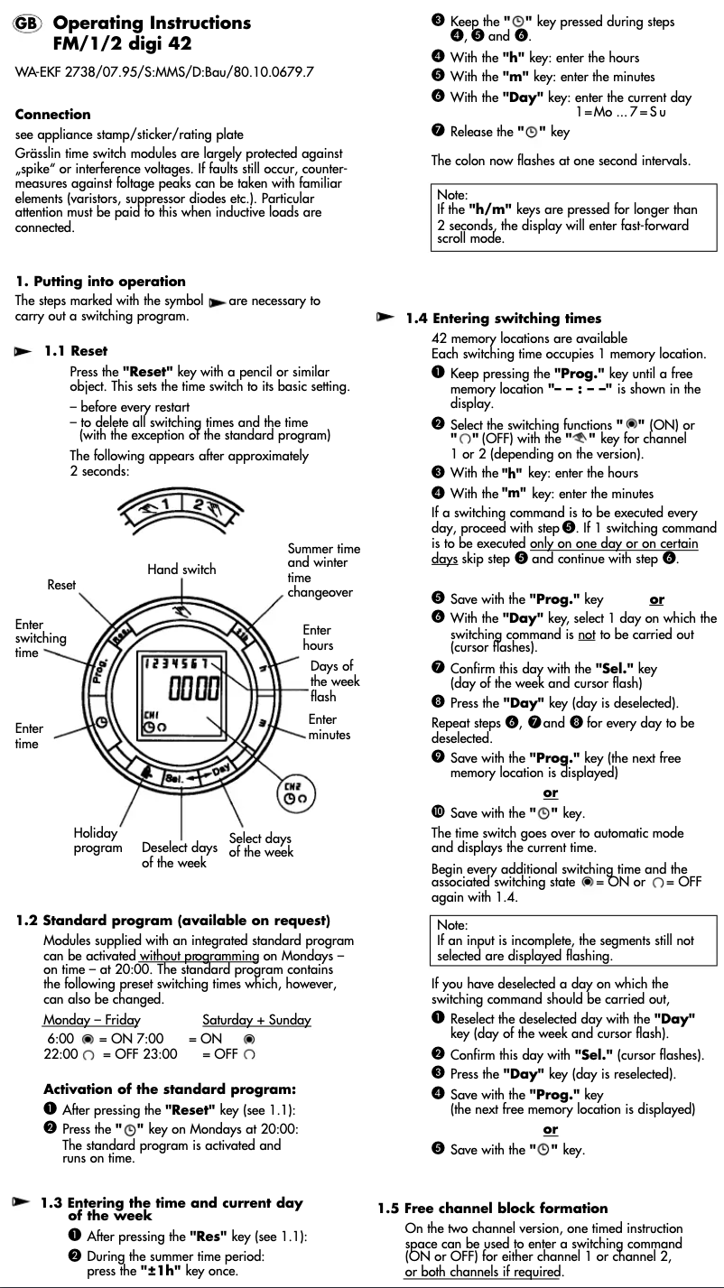 Page 1 de la notice Manuel utilisateur Grässlin FM 1 digi 42