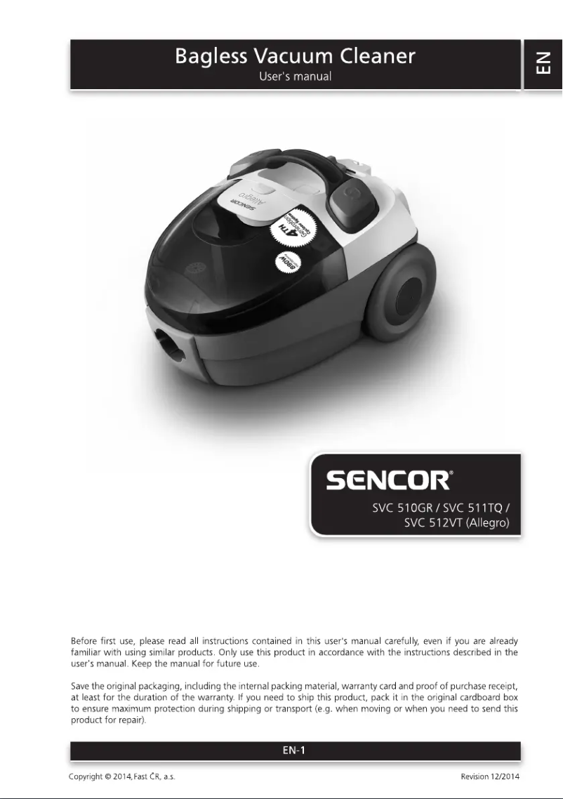 Page n°1 - Manuel utilisateur Sencor SVC 512VT