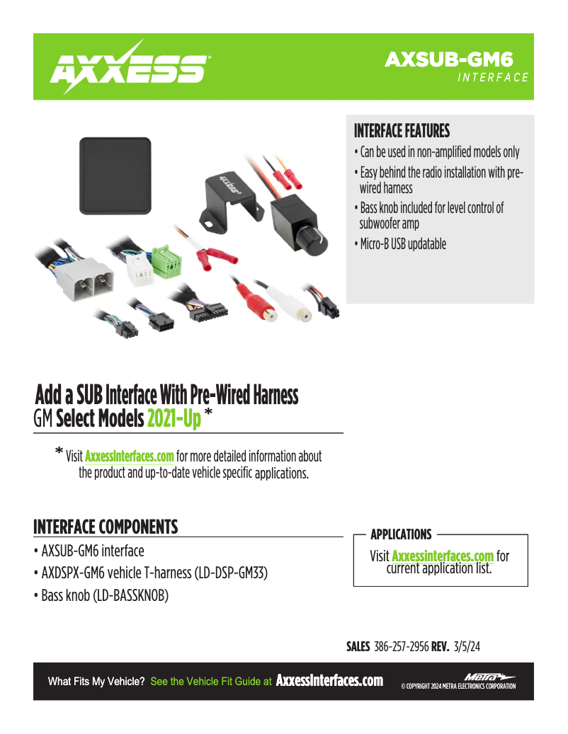 Page 1 de la notice Fiche technique AXESS AXSUB-GM6