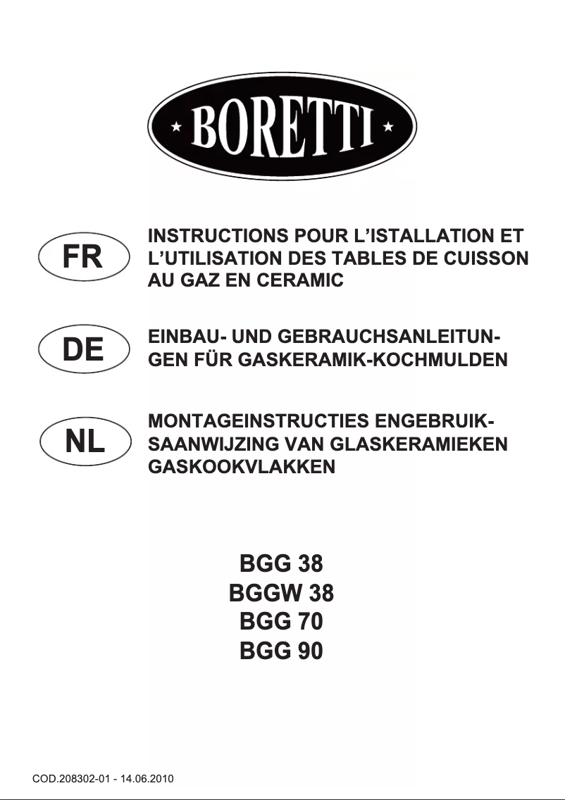 Page n°1 - Manuel utilisateur Boretti BGG-90