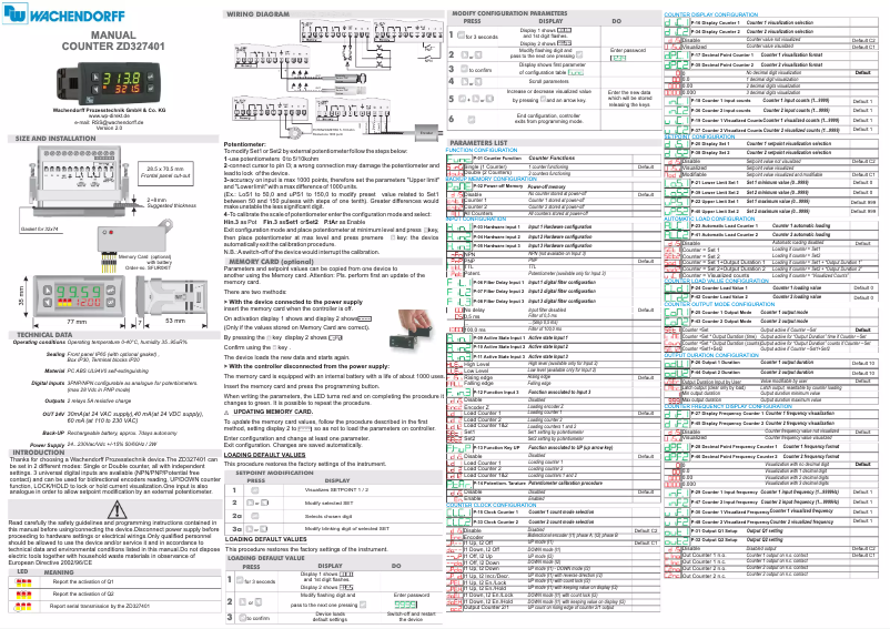 Page 1 de la notice Manuel utilisateur Wachendorff ZD327401
