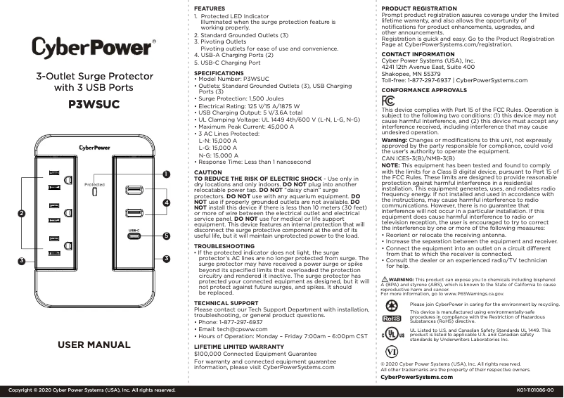 Page n°1 - Manuel utilisateur CyberPower P3WSUC