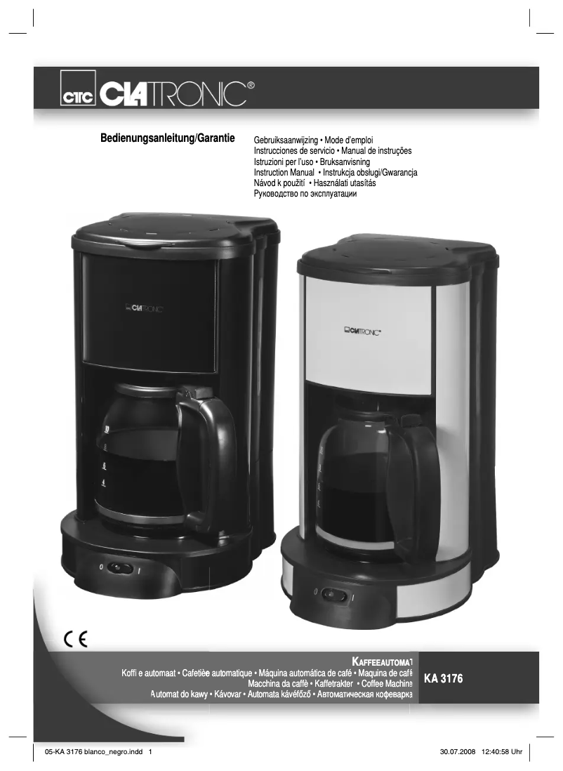 Page 1 de la notice Manuel utilisateur Clatronic KA 3176