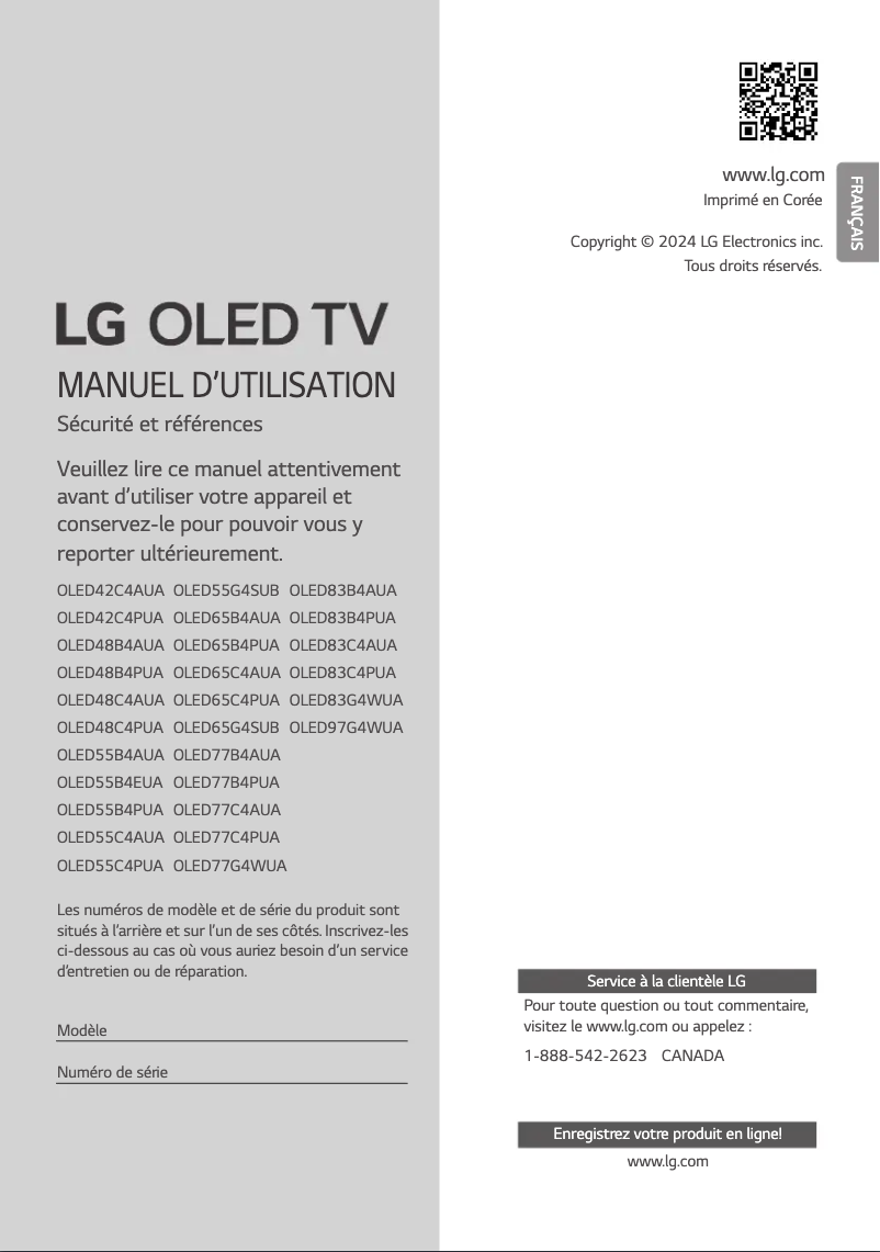 Page n°1 - Manuel utilisateur LG OLED97G4WUA