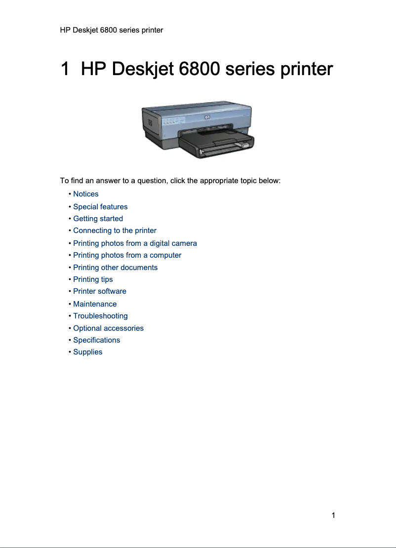 Page n°1 - Manuel utilisateur HP Deskjet 6800