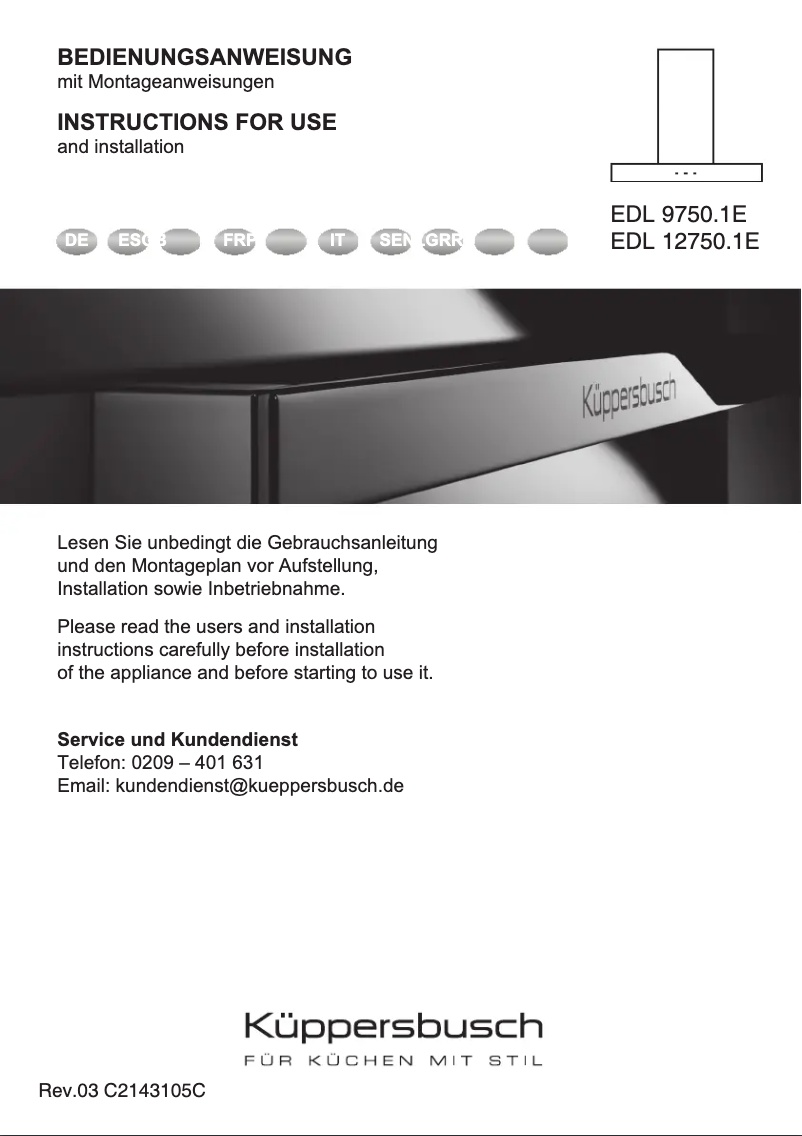 Page 1 de la notice Manuel utilisateur Küppersbusch EDL9750.1E