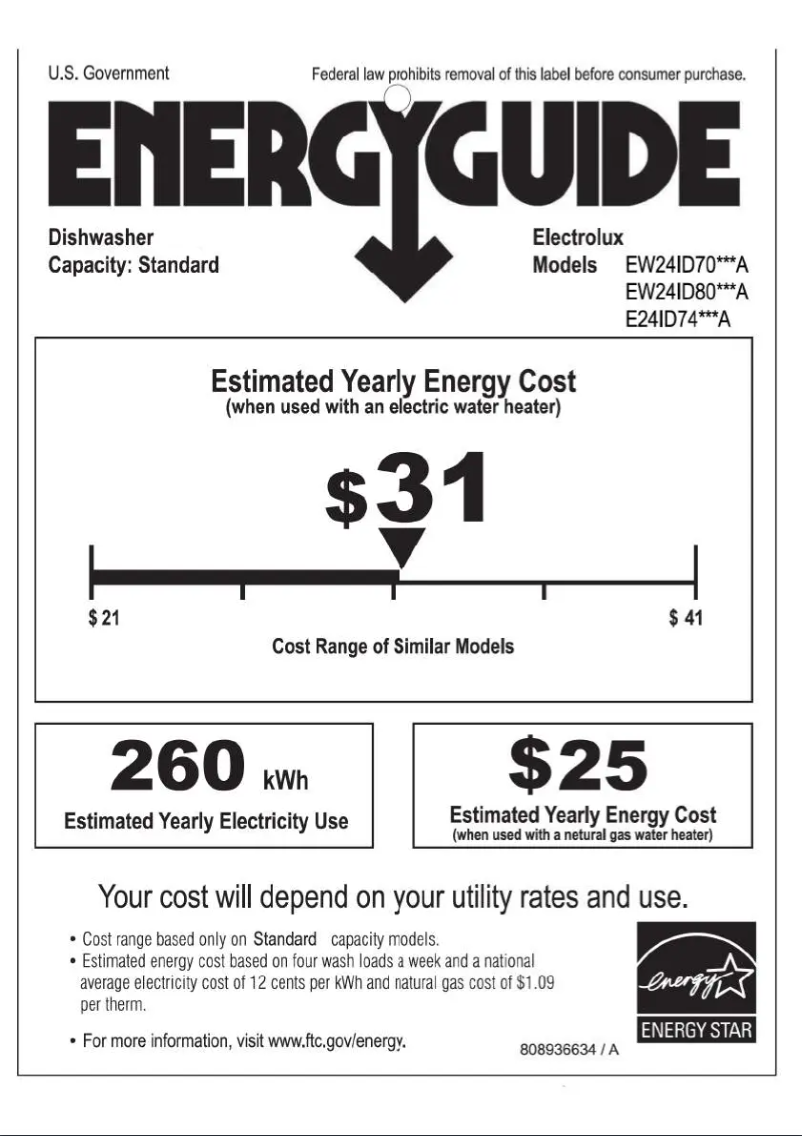 Page n°1 - Label énergétique Electrolux E24ID74QPS