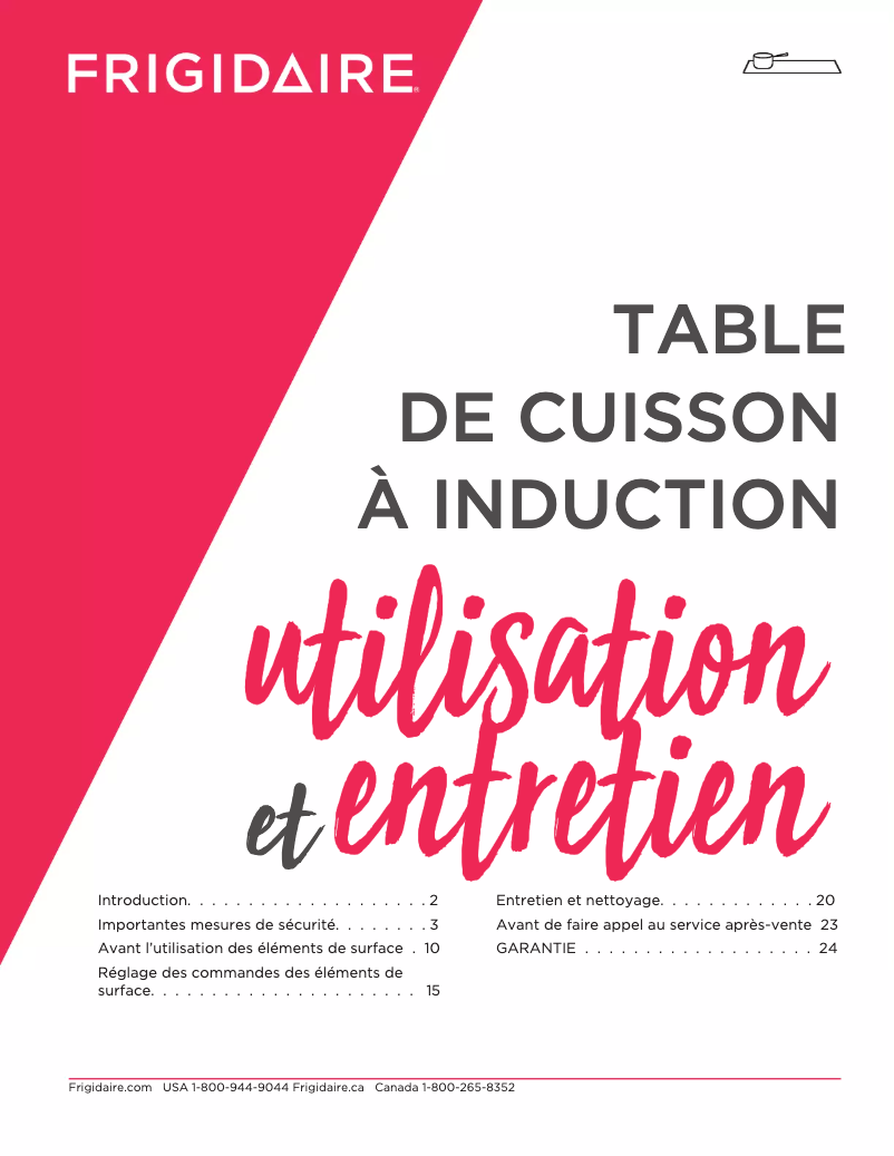 Page 1 de la notice Manuel utilisateur Frigidaire GCCI3067AB