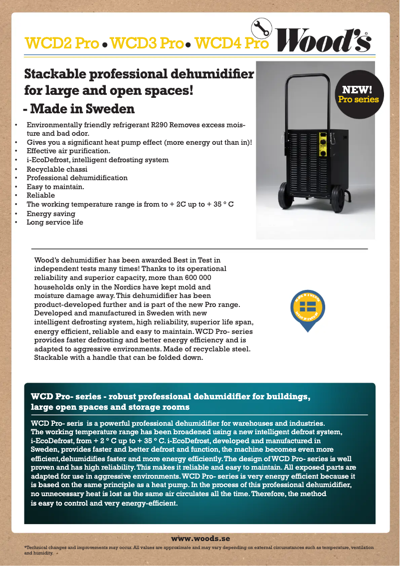 Página 1 del manual Ficha técnica Wood's WCD2 Pro