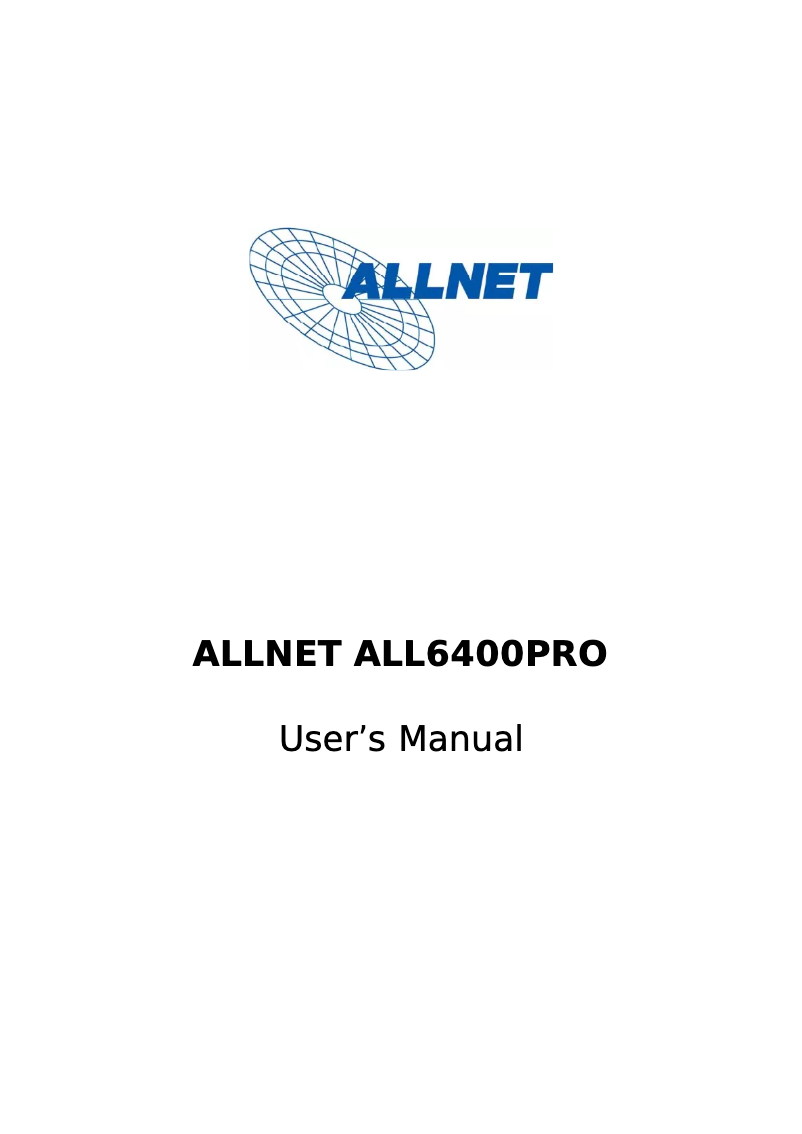 Page 1 de la notice Manuel utilisateur Allnet ALL6400pro