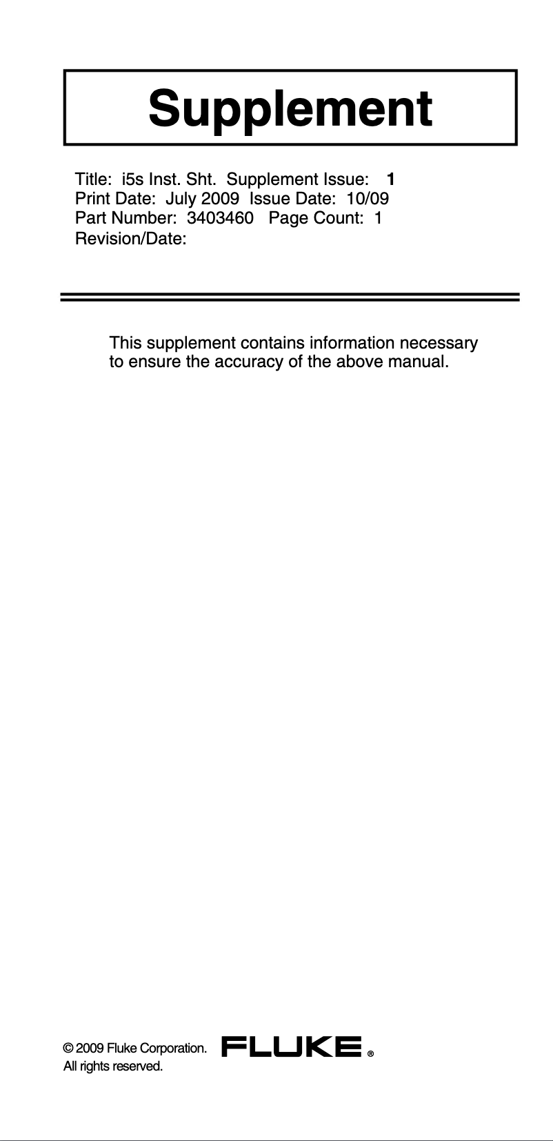 Page n°1 - Mode d'emploi Fluke i5S