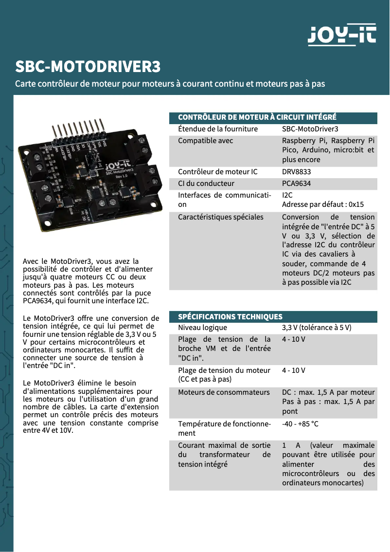 Image de la première page du manuel de l'appareil SBC-MotoDriver3