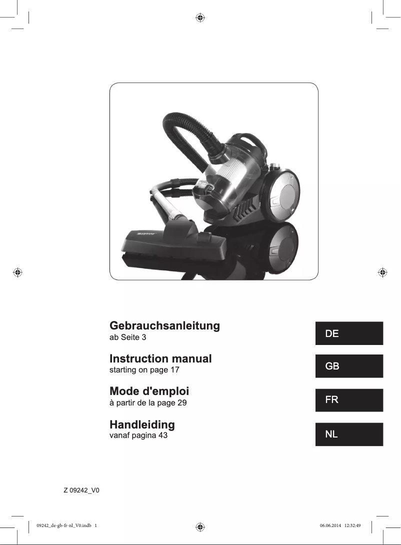 Page 1 de la notice Manuel utilisateur Cleanmaxx Z 09242