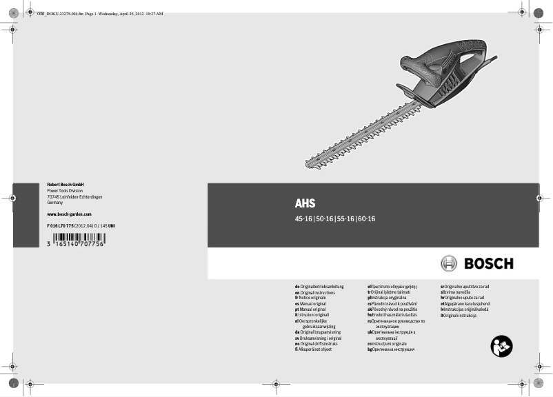 Page 1 de la notice Manuel utilisateur Bosch AHS 45