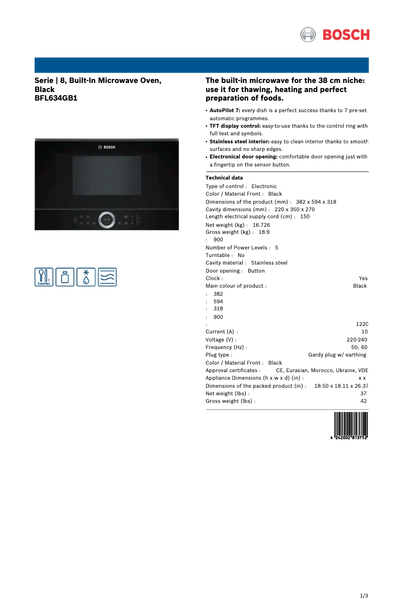 Image de la première page du manuel de l'appareil BFL634GB1