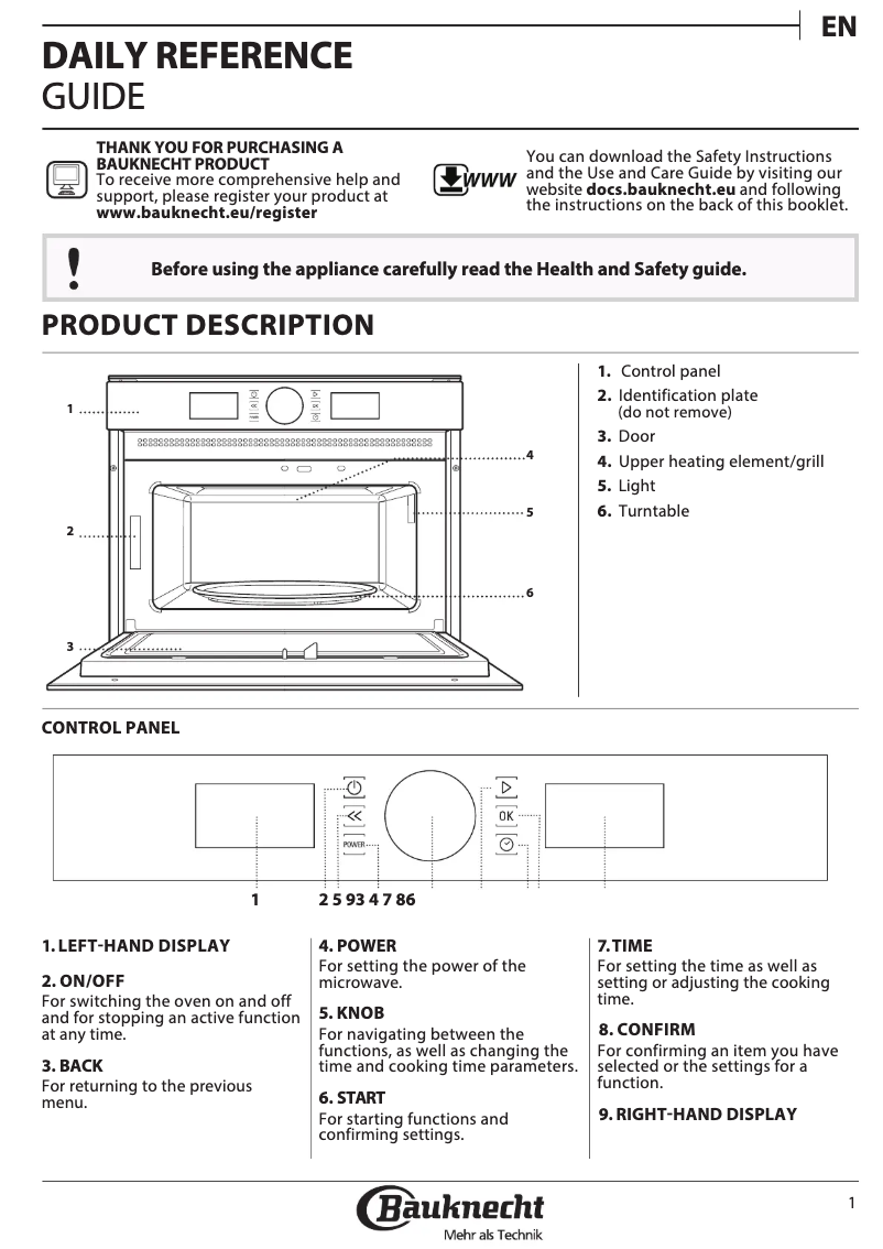 Page 1 de la notice Manuel utilisateur Bauknecht EMDK5 5438 PT