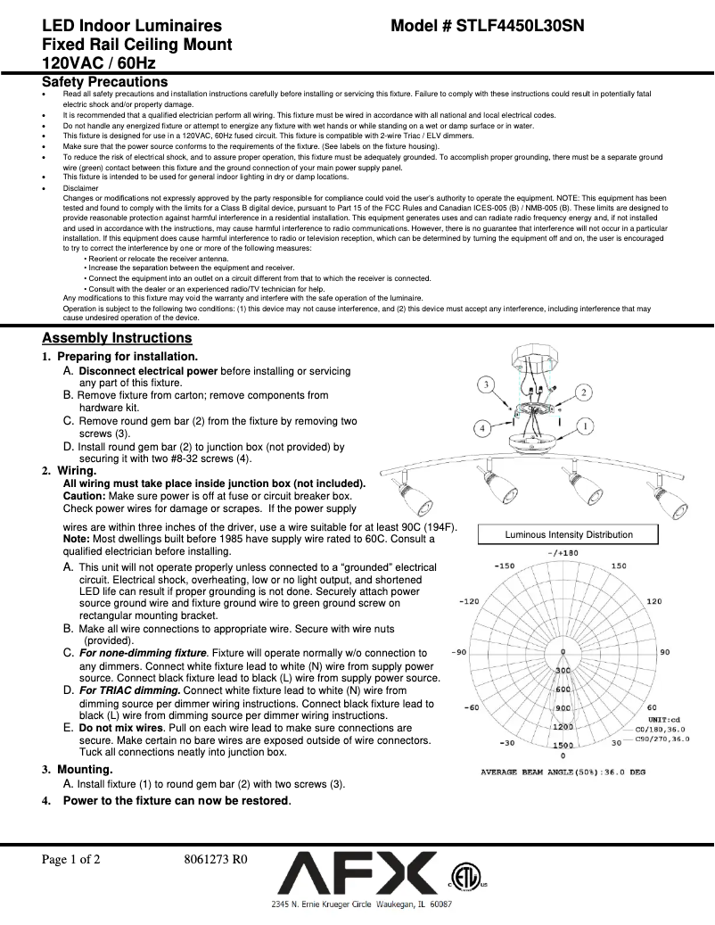 Página 1 del manual Manual de usuario AFX Satellite STLF4450L30SN