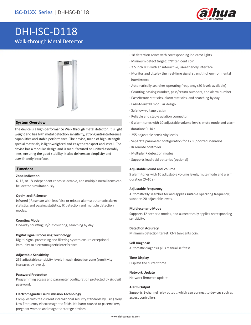 Page n°1 - Fiche technique Dahua Technology ISC-D118