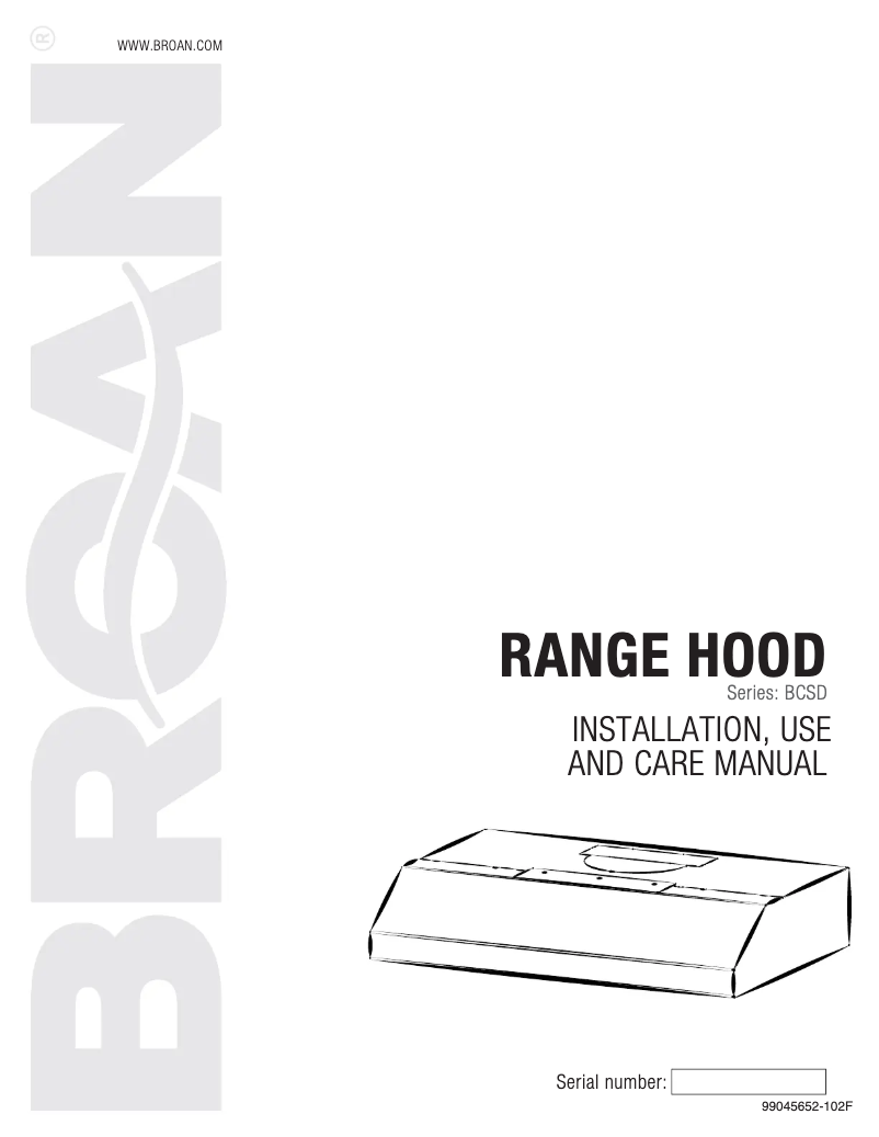 Page 1 de la notice Manuel utilisateur Broan BCSD130BL