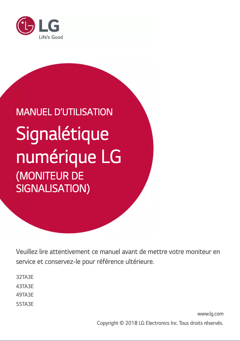 Page n°1 - Manuel utilisateur LG 32TA3E