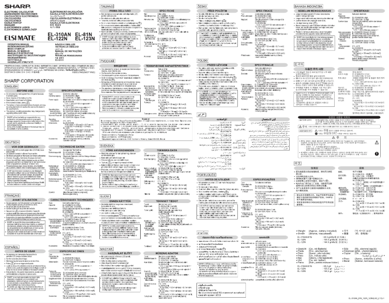 Page 1 de la notice Manuel utilisateur Sharp EL-123N