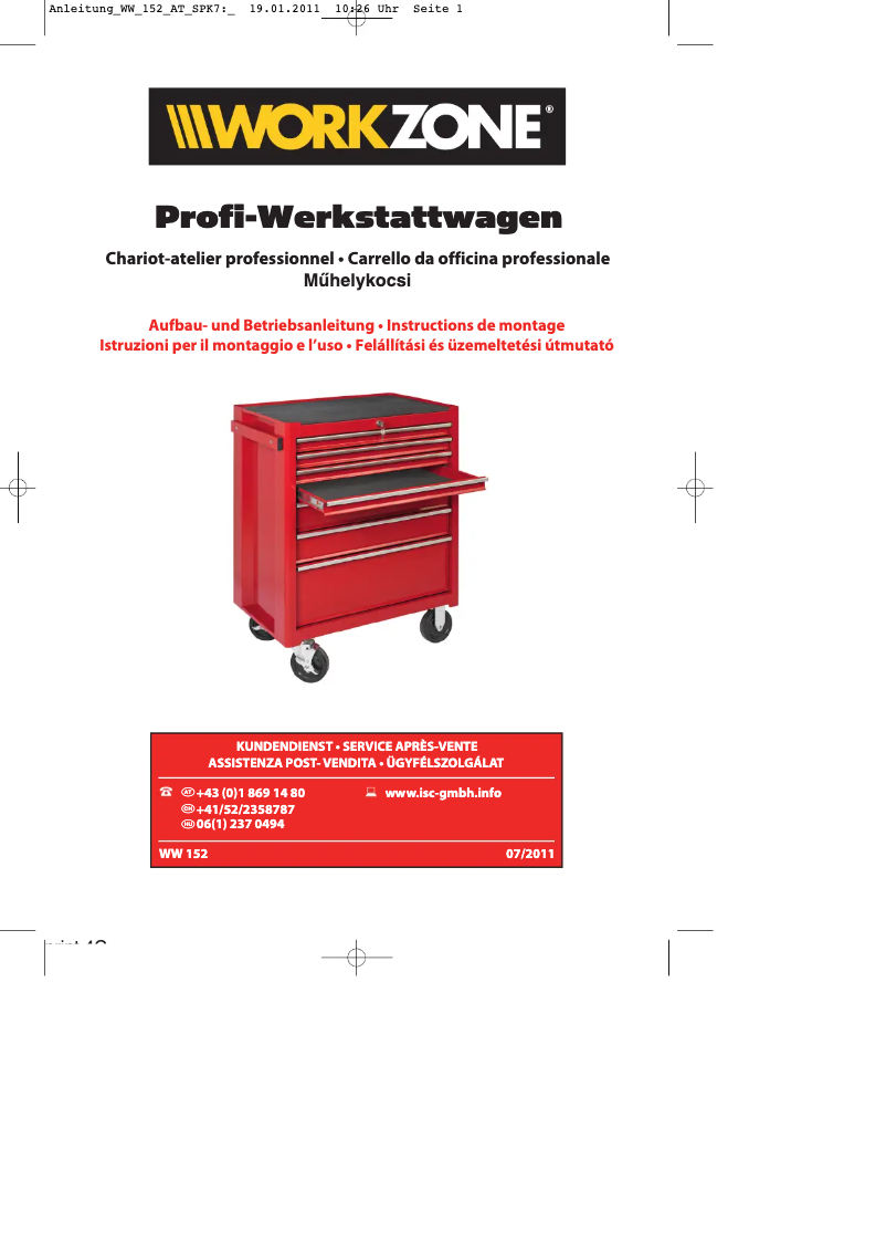 Page 1 de la notice Manuel utilisateur Workzone WW 152