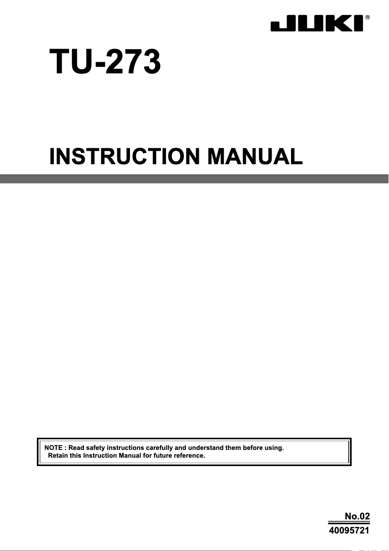 Page 1 de la notice Manuel utilisateur Juki TU-273