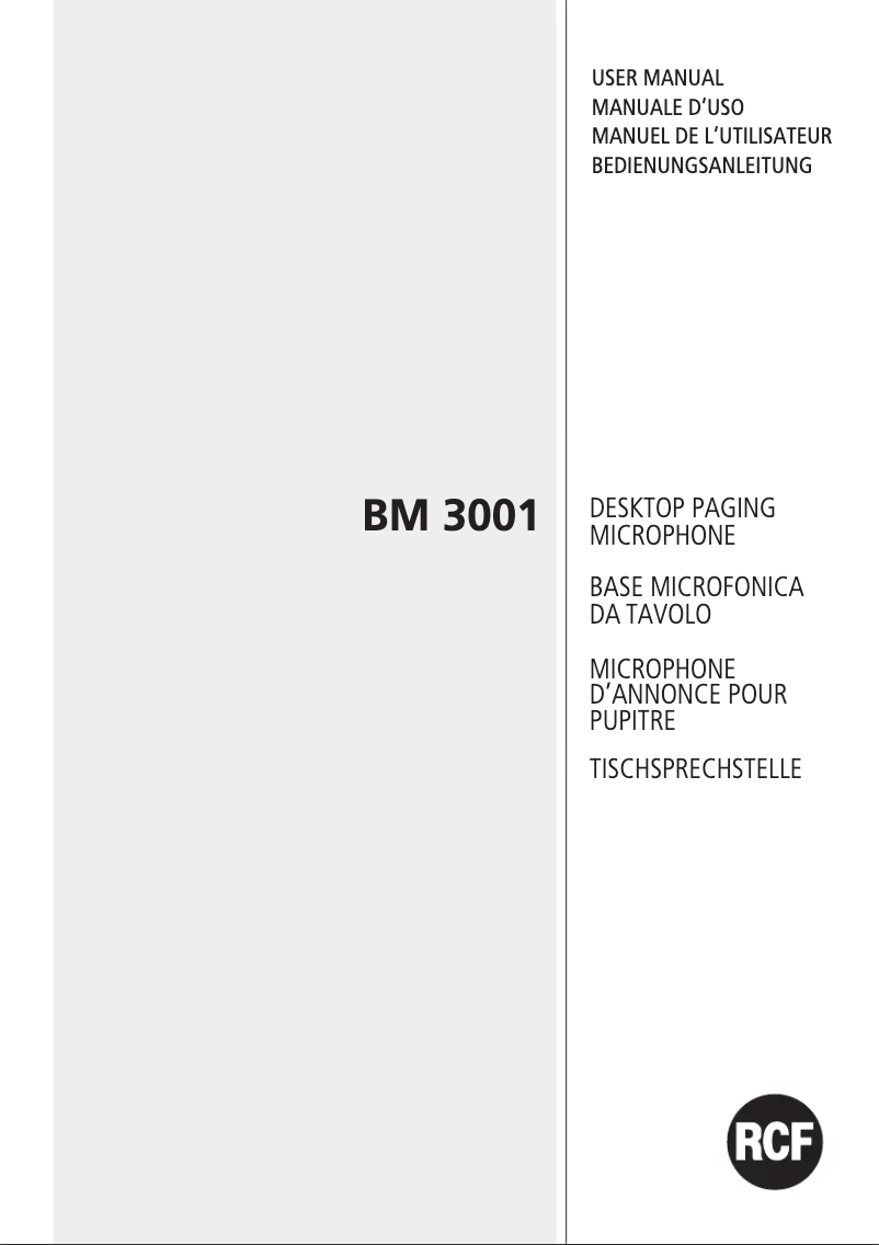 Page 1 of the manual User Manual RCF BM 3001