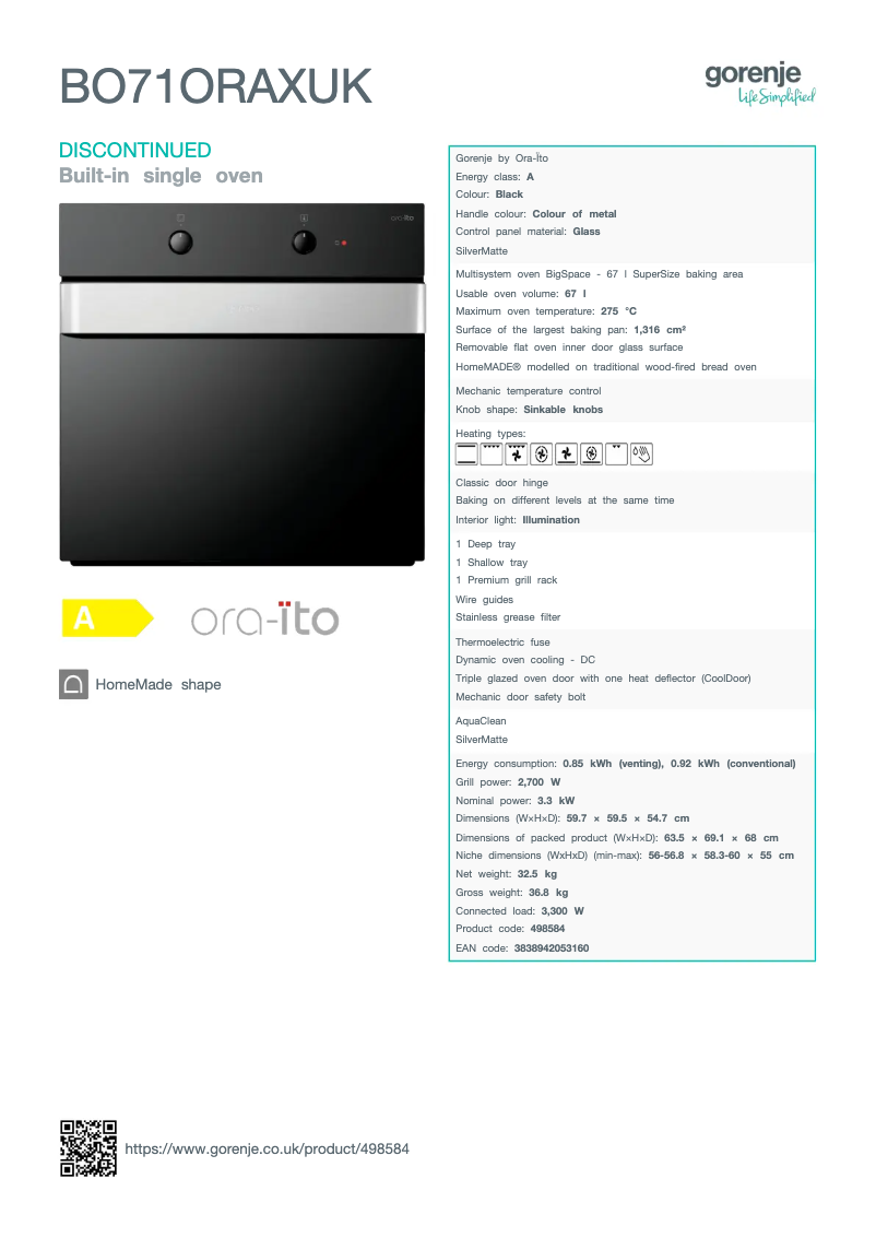 Image de la première page du manuel de l'appareil BO71ORAXUK