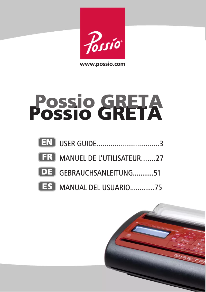 Page n°1 - Manuel utilisateur Possio Greta