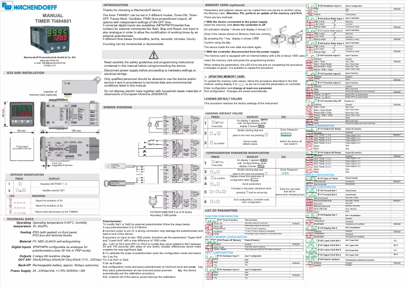 Page n°1 - Manuel utilisateur Wachendorff TI484801