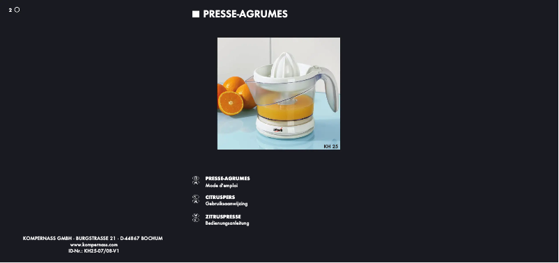 Page 1 of the manual User Manual Bifinett KH 25