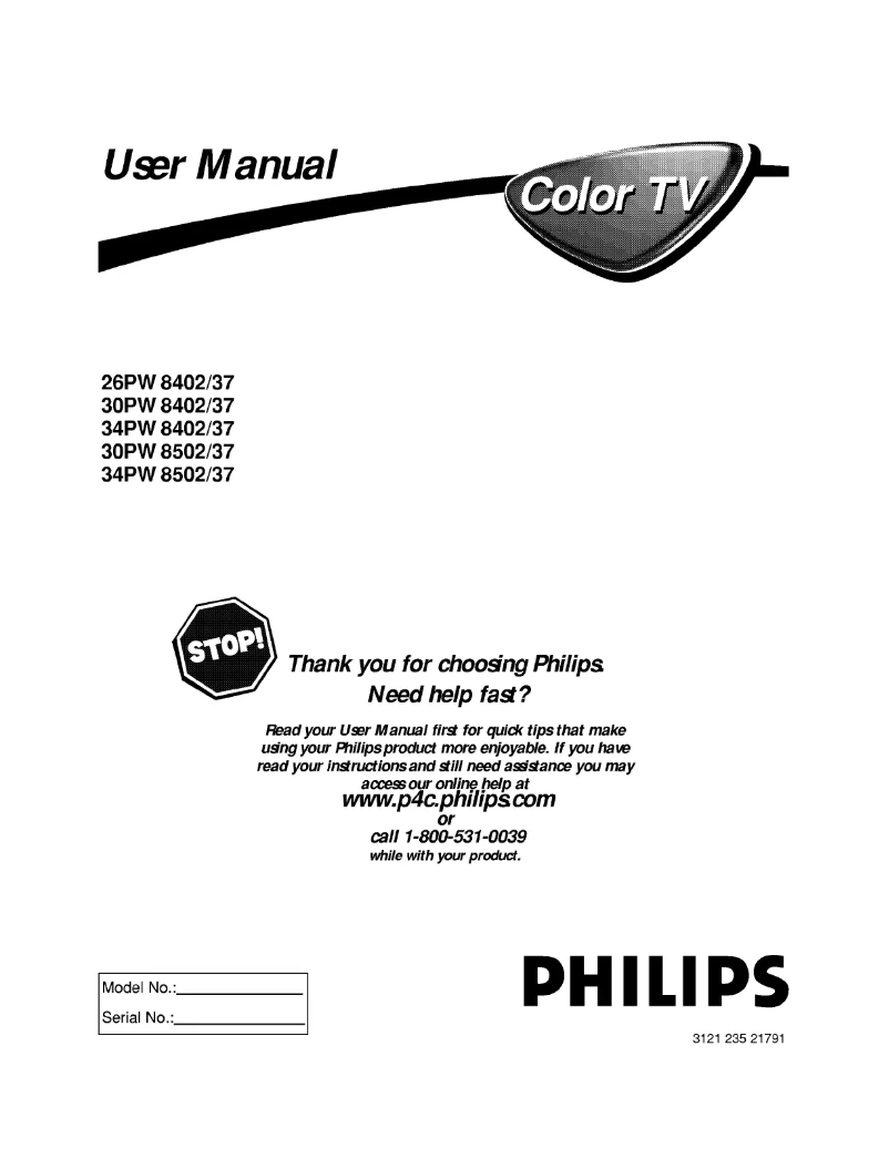 Page 1 of the manual User Manual Philips 26PW8402