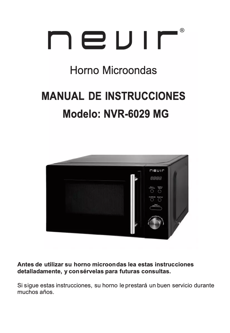Page 1 of the manual User Manual Nevir NVR-6029 MG