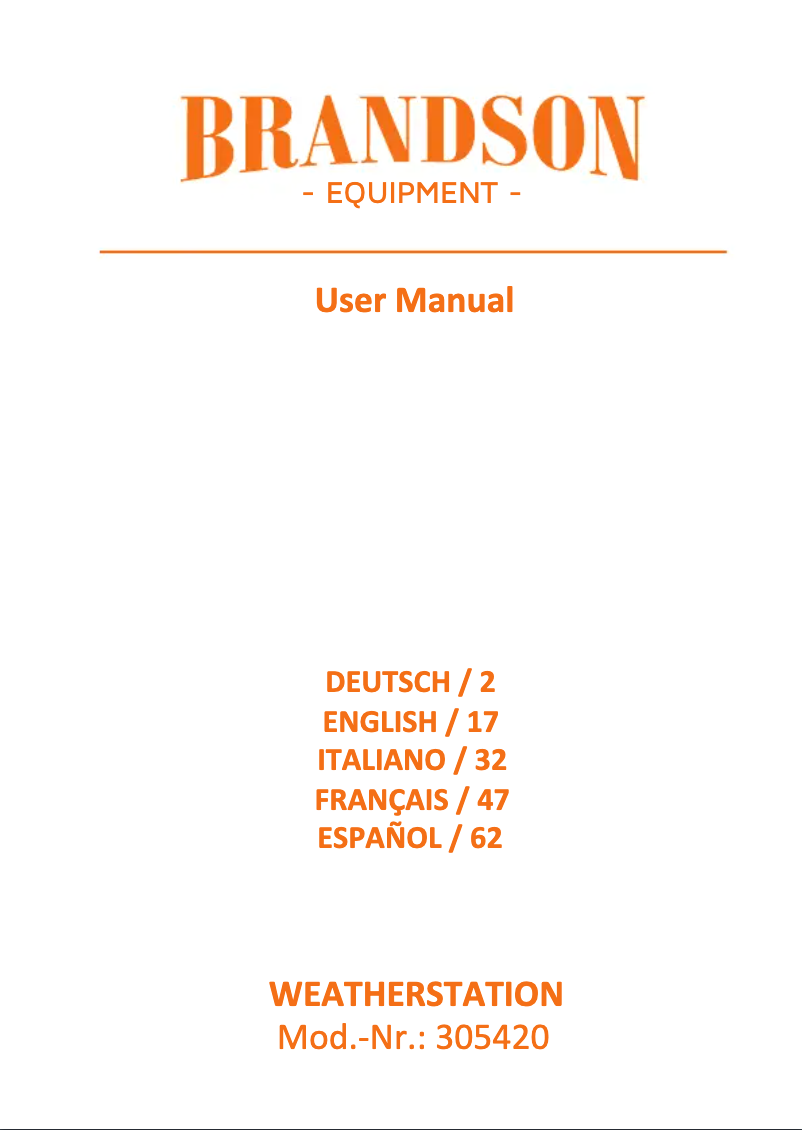 Page 1 de la notice Manuel utilisateur Brandson 305420