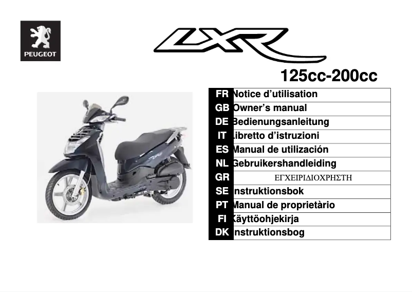 Page 1 de la notice Manuel utilisateur Peugeot LXR 200cc
