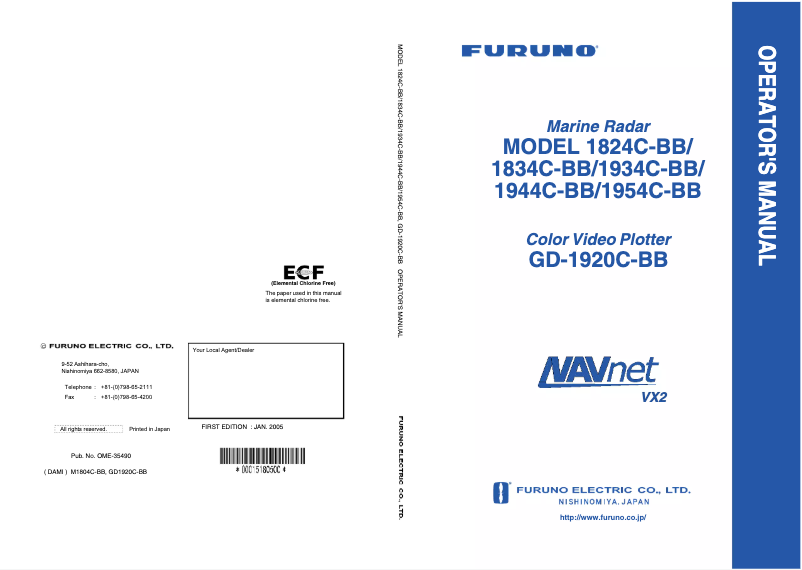 Page n°1 - Manuel utilisateur Furuno 1954C-BB