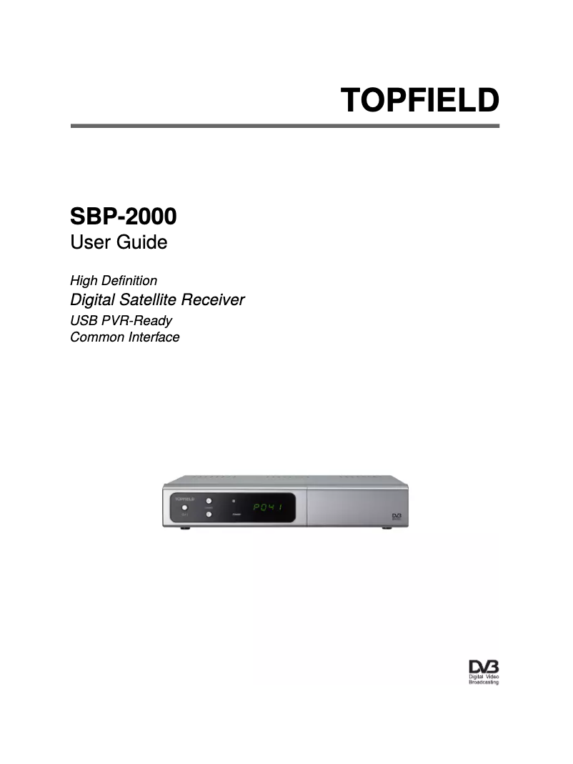 Page n°1 - Manuel utilisateur Topfield SBP-2000