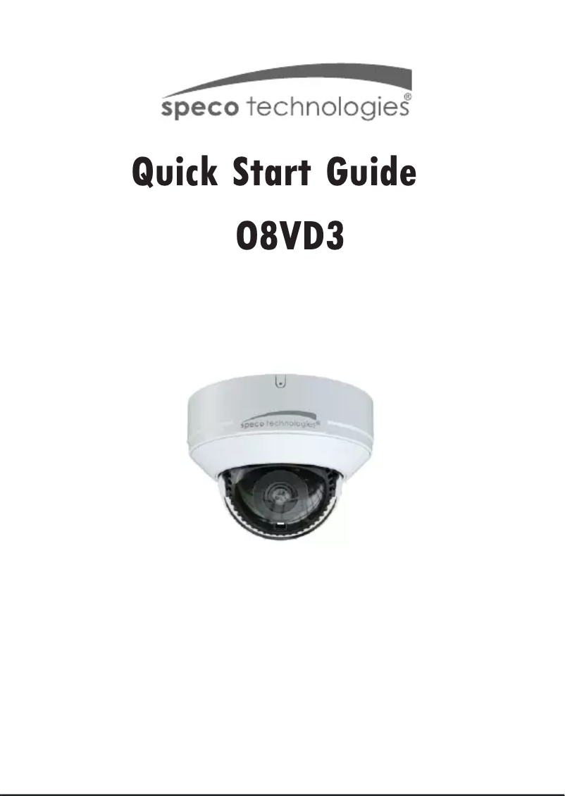 Page 1 de la notice Guide de démarrage rapide Speco Technologies O8VD3