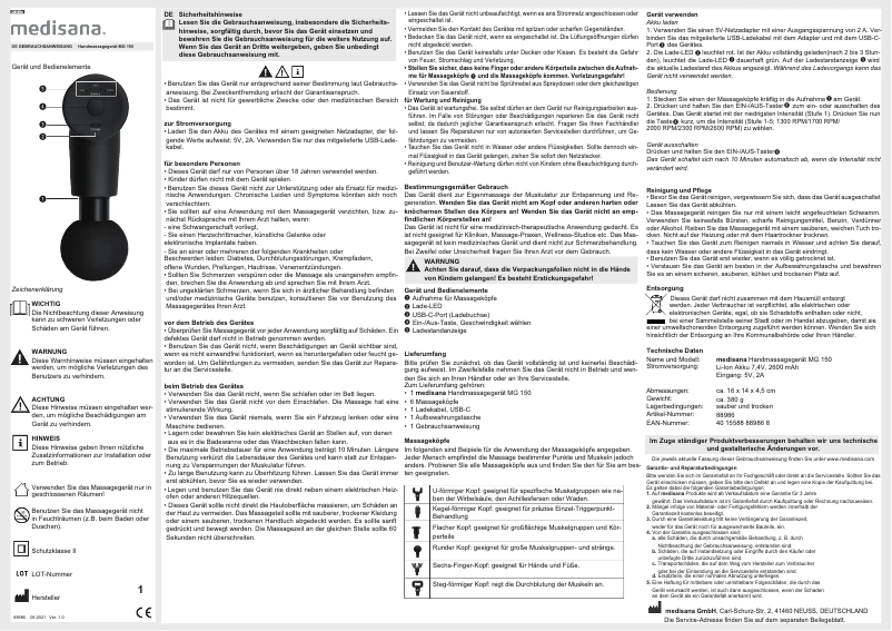 Página 1 del manual Manual de usuario Medisana MG 150