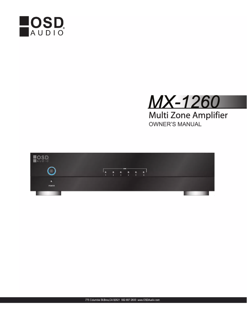 Page n°1 - Manuel utilisateur OSD Audio MX1260