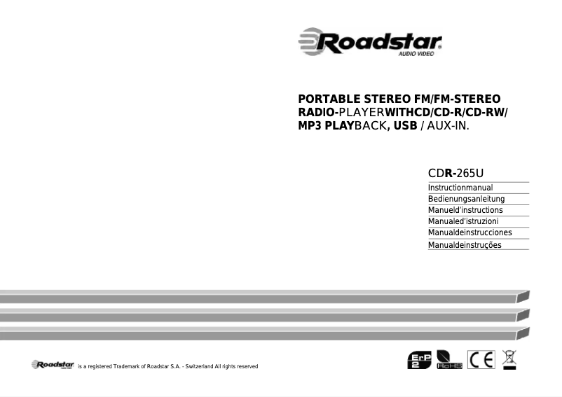 Page 1 de la notice Manuel utilisateur Roadstar CDR-265U