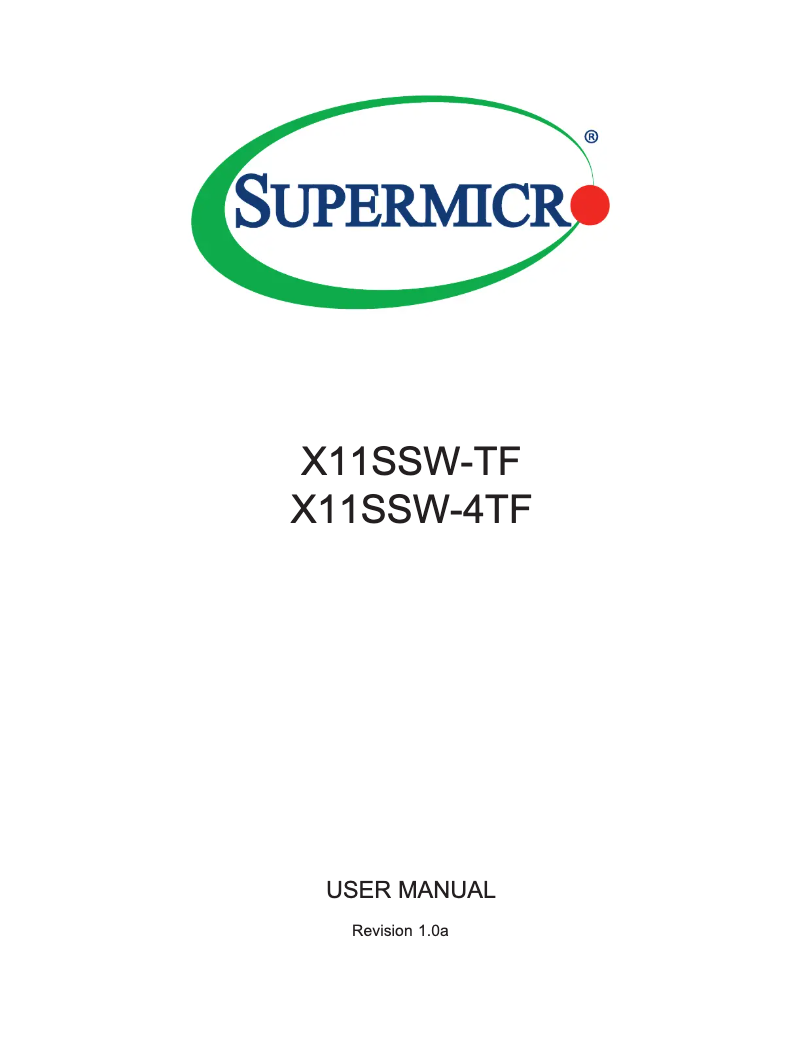 Page 1 de la notice Manuel utilisateur Supermicro X11SSW-4TF