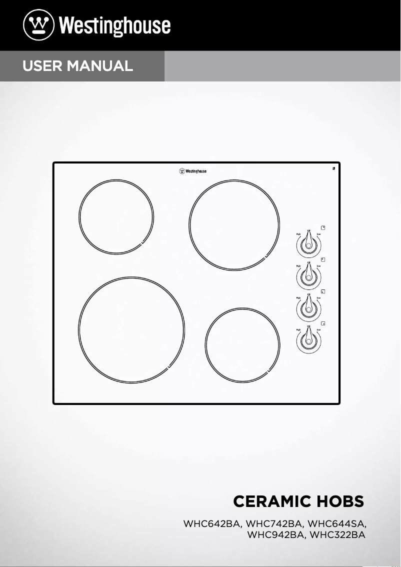 Page n°1 - Manuel utilisateur Westinghouse WHC942BC