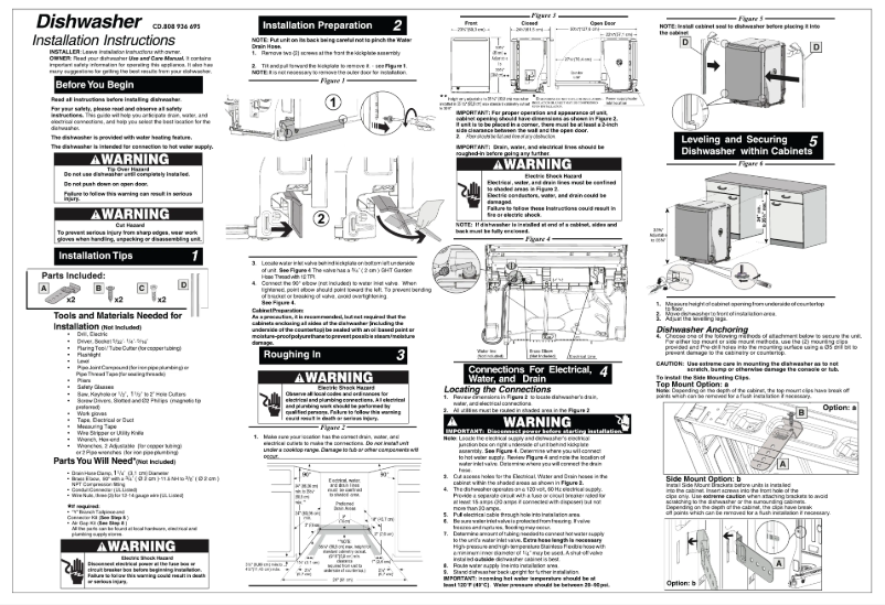 Page 1 de la notice Guide d'installation Frigidaire FGID2479SF