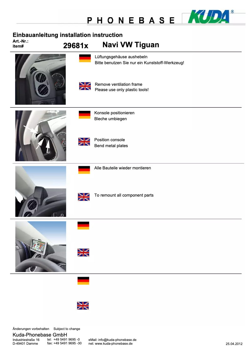 Page 1 de la notice Manuel utilisateur Kuda 296815