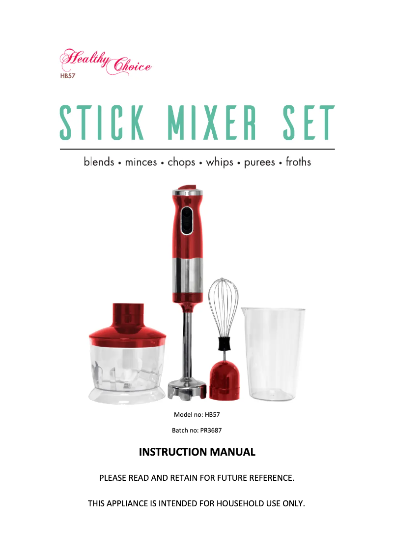 Page 1 de la notice Manuel utilisateur Lenoxx Healthy Choice HB57