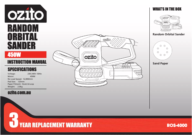 Page 1 de la notice Manuel utilisateur Ozito ROS-4000
